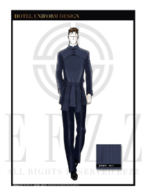 藍(lán)色男款酒店行李生制服設(shè)計圖1200