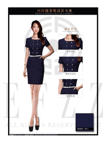 OL時(shí)尚藍(lán)色女職業(yè)裝夏裝制服設(shè)計(jì)圖645