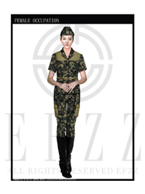 時尚迷彩女款保安服短袖制服設計圖261