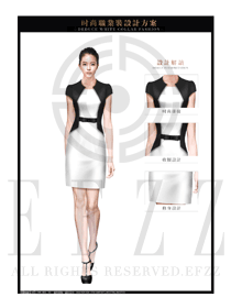 OL時尚白色女職業裝夏裝制服設計圖651