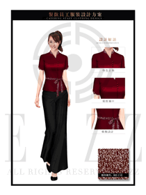 時尚紅色石頭紋女款快餐服務(wù)生服裝款式圖199