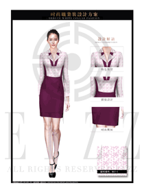 OL時尚玫紅色女職業(yè)裝夏裝制服設(shè)計圖661