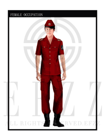 時尚玫紅色男款保安服短袖制服設計圖285