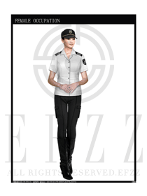 白色女款保安服短袖服裝款式圖292