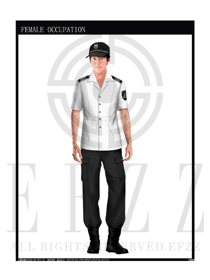 時尚白色男款保安服短袖制服設(shè)計圖295