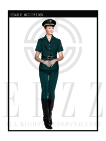 墨綠色女款保安服短袖服裝款式圖300