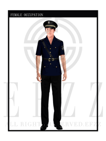 深藍色男款保安服短袖服裝款式圖302
