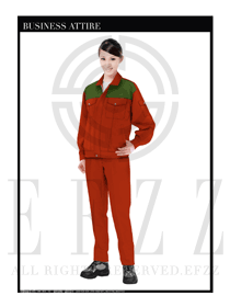 橘紅色春秋女款工程服服裝設計圖1026