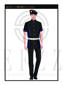 時尚黑色男款保安服短袖制服設(shè)計圖317