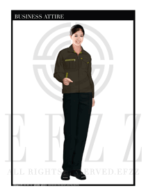 棕色春秋女款工程服服裝設計圖1032