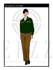 墨綠色女款春秋工程服服裝設計圖1040