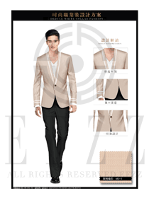 卡其色韓版修身款男職業(yè)裝西服款式設(shè)計(jì)圖405