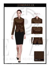 咖啡色女款OL通勤職業(yè)裝款式設(shè)計圖1377