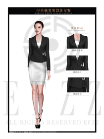 黑色韓版女秋冬職業裝制服款式設計圖1383