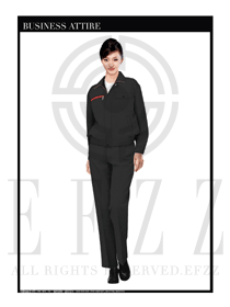 深灰色女款長(zhǎng)袖車間工作服裝款式設(shè)計(jì)圖1082