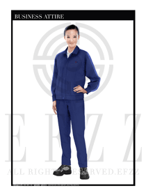 時尚淺藍色女款4S店工作服制服設計圖1092