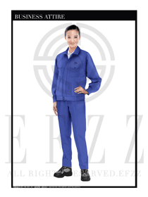 時(shí)尚淺藍(lán)色女款長(zhǎng)袖車(chē)間工作服裝制服設(shè)計(jì)圖1094