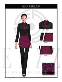 紫色圍裙款西餐廳服務(wù)員制服設(shè)計(jì)圖1253