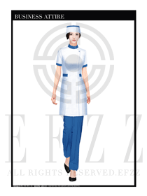白色短袖長(zhǎng)裙款按摩技師制服設(shè)計(jì)圖1380