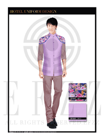 紫色男款中餐服務員服裝款式設計圖1751