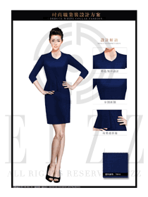 藏藍(lán)色修身款女秋冬職業(yè)裝制服設(shè)計圖1424