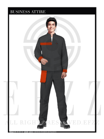 時尚深灰色男款長袖車間春秋工程服制服設計圖1170