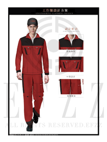 時(shí)尚玫紅色長(zhǎng)袖男款春秋工程服款式設(shè)計(jì)圖1208