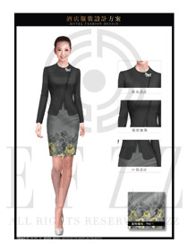 新款黑色短裙款酒店大堂經(jīng)理制服設(shè)計(jì)圖1064