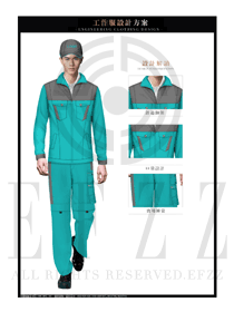 時尚綠色男款春秋工程服制服設計圖1217