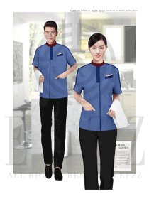 中式短袖男女款客房服務員服裝款式圖629