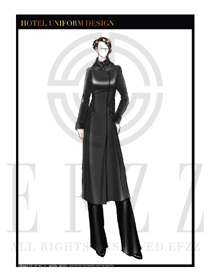 時尚黑色女職業(yè)裝OL大衣制服設計圖189