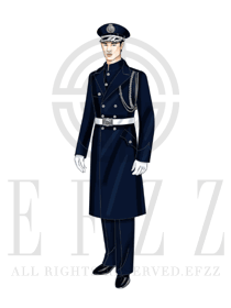 時(shí)尚藏藍(lán)色男款冬季保安服大衣服裝款式圖058
