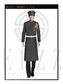 深灰色男款冬季保安服大衣服裝款式圖061