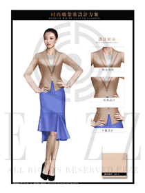 原創制服設計卡其色女秋冬職業裝服裝款式圖1491