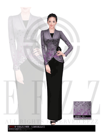 時(shí)尚淺紫色女款中餐迎賓服裝款式圖774