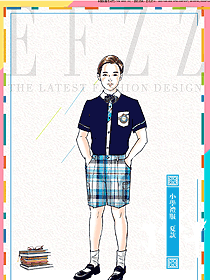 時尚深藍色短袖款學生服校服款式設計圖032