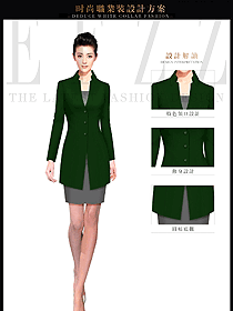 時尚綠色女秋冬職業(yè)裝服裝設(shè)計圖1495