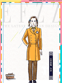 時(shí)尚橘黃色女款學(xué)生服校服款式設(shè)計(jì)圖035