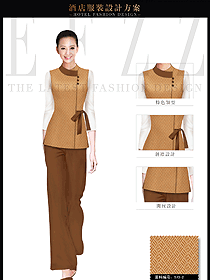 時(shí)尚金橙色女款美容SPA會(huì)所服務(wù)生服裝款式圖625