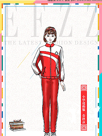 原創(chuàng)設(shè)計(jì)紅色條紋運(yùn)動(dòng)服女款學(xué)生服校服款式圖039