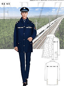 時尚深藍色男乘務員棉衣款服裝款式圖170