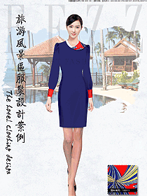 新款藍色連衣裙款西餐服務員制服設計圖1288