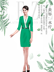 時尚綠色連衣裙水療會所總臺收銀制服設(shè)計圖414