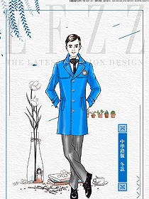 時尚藍色長袖男款學生服校服款式設計圖072