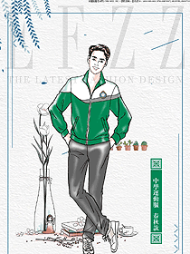 原創制服設計綠色男款學生服校服款式圖076
