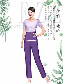 淺紫色女款按摩技師服款式設計圖1444