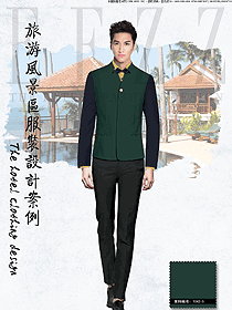 原創(chuàng)制服設計墨綠色男款西餐服務員服裝款式圖1317