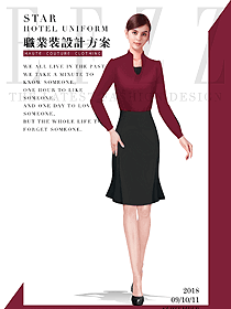 新款紅色女職業(yè)裝長袖襯衫制服設計圖330