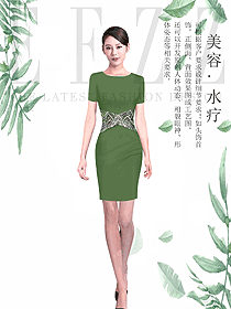 時(shí)尚短袖女款按摩技師服款式設(shè)計(jì)圖1467