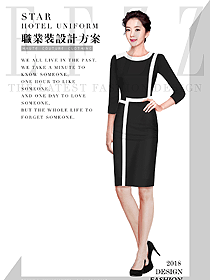 原創制服設計黑色連衣裙款女職業裝夏裝款式圖779